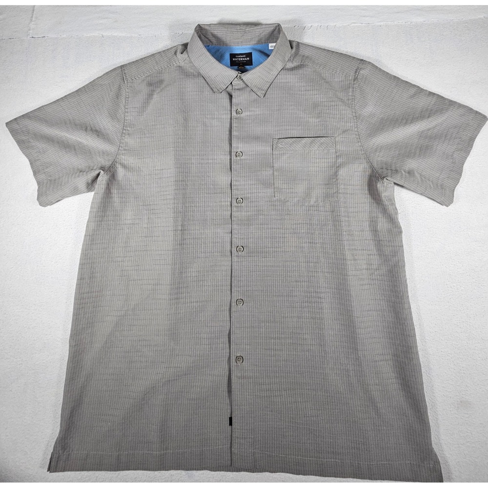 Quiksilver Waterman Collection Grey Textured Button Up Shirt Mens XL EQMWT03150